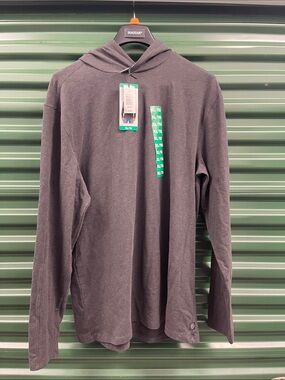 Haggar Men's Charcoal Gray Hooded Long Sleeve Shirt